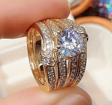 Elegant 3pcs Women's Stacking Ring Set with Sparkling Cubic Zirconia