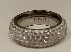 Silver Plated Titanium Steel Ring with Rhinestones