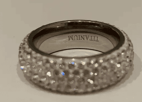 Silver Plated Titanium Steel Ring with Rhinestones