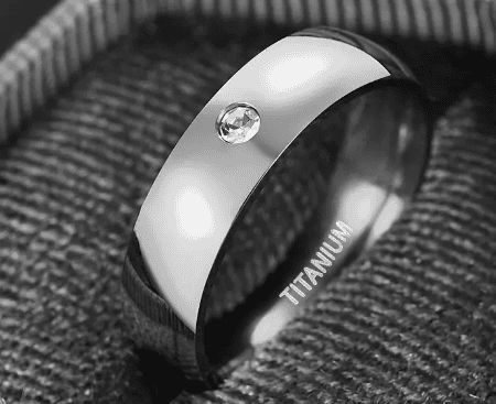 5mm Titanium Steel Ring with Single Accent