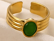 18K Gold-Plated Ring with Green Synthetic CZ