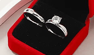 Elegant 18K Gold-Plated Stainless Steel Couple Rings - Silver
