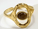 18K Gold-Plated Stainless Steel with Tiger Eye Stone Inlay Irregular design