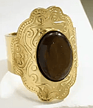 18K Gold-Plated Stainless Steel with Tiger Eye Stone Inlay design