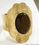18K Gold-Plated Stainless Steel with Tiger Eye Stone Inlay design