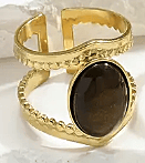18K Gold-Plated Stainless Steel with Tiger Eye Stone