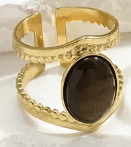 18K Gold-Plated Stainless Steel with Tiger Eye Stone