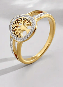 Tree of Life 14K Gold-Plated Stainless Steel Ring