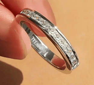 Titanium Steel Ring with All-Round Cubic Zirconia