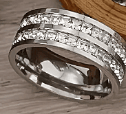 Stone-Accent Stainless Steel Ring