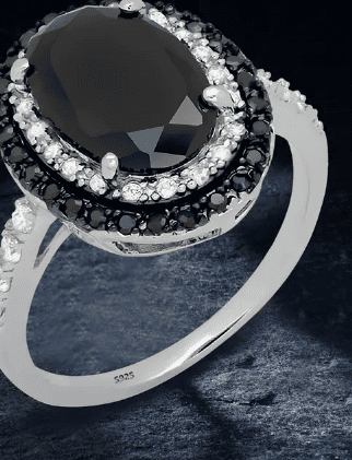 925 Sterling Silver Classic Eternity Ring with Oval Black Zirconia
