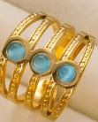 Golden Triple Blue Ring 18K Gold-plated