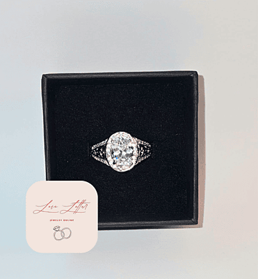 Women's Silver-Plated Sterling Silver Ring with Oval Cubic Zirconia