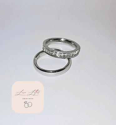 2-Piece Elegant Titanium Steel Ring Set with Cubic Zirconia