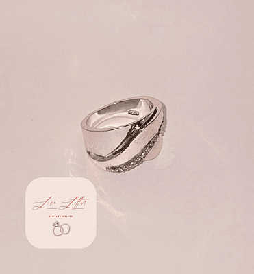 Two-Tone Sterling Silver Cubic Zirconia Ring This stylish 925 sterling silver ring