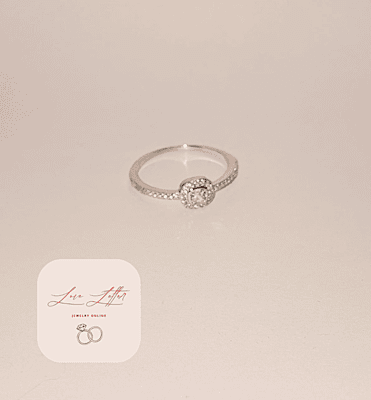 Elegant Petite Square Cubic Zirconia Sterling Silver Ring