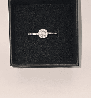 Elegant Petite Square Cubic Zirconia Sterling Silver Ring