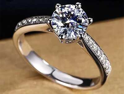 1ct Moissanite Ring with Cubic Zirconia Accents