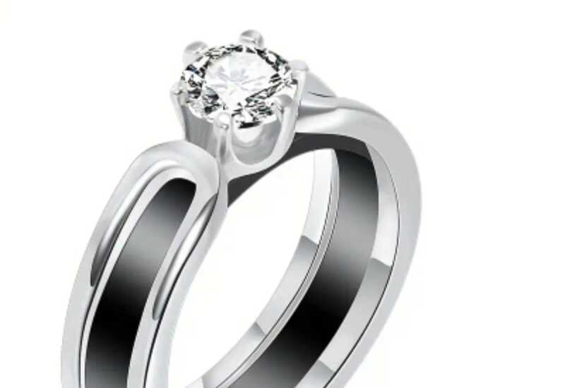 Women’s Luxury 6mm Wedding Ring – 18K Silver Plated with Black Ceramic