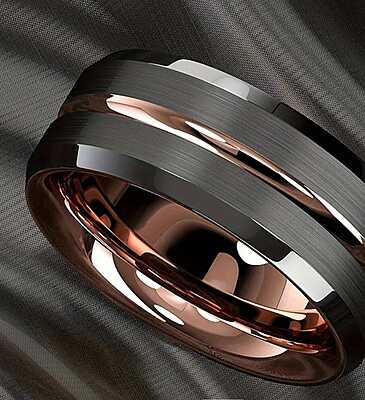 8mm Rose Gold Brushed Stainless Steel Men’s Ring
