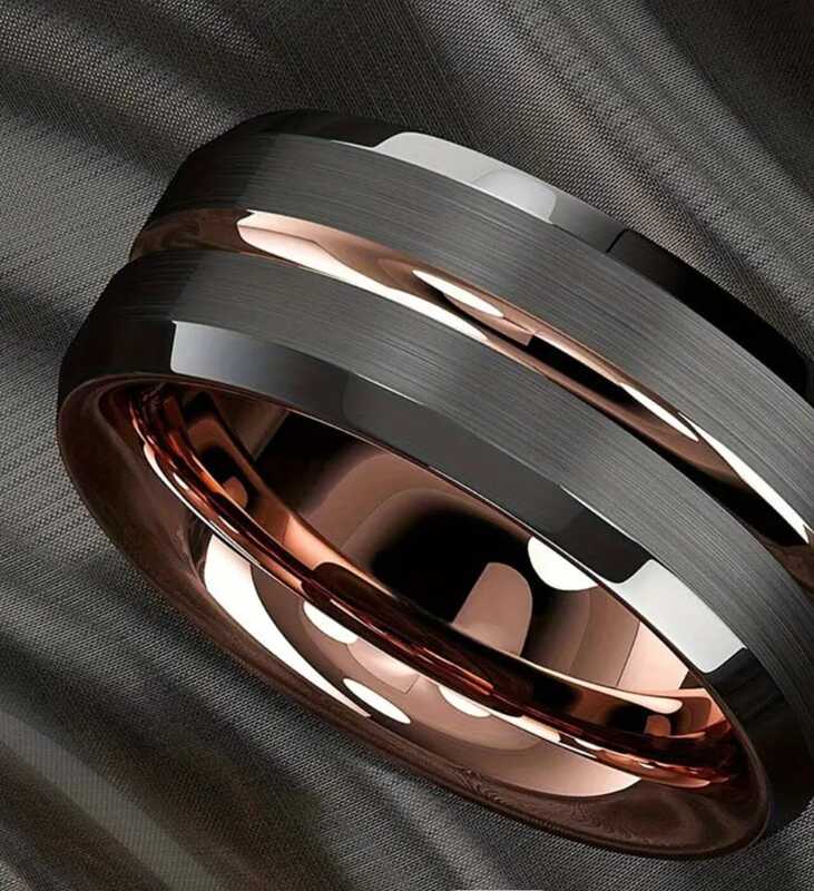 8mm Rose Gold Brushed Stainless Steel Men’s Ring
