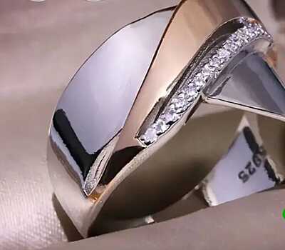 Two-Tone Sterling Silver Cubic Zirconia Ring This stylish 925 sterling silver ring