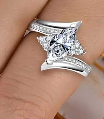 Simple Four-prong Square 925 sterling silver ring