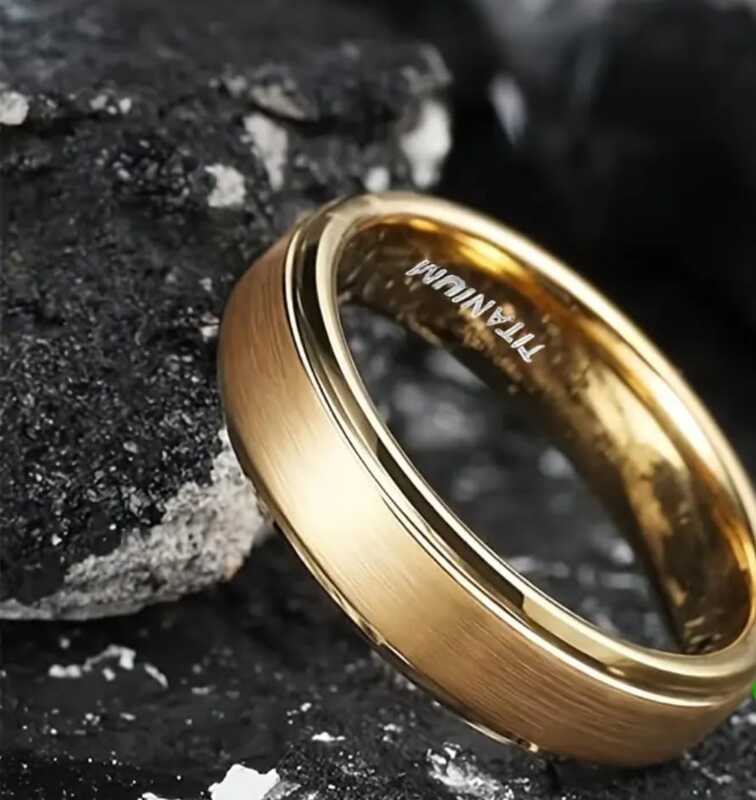 Gold 6mm Titanium Steel ring