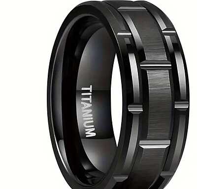 Men’s 8mm Matte Black Titanium Steel Ring