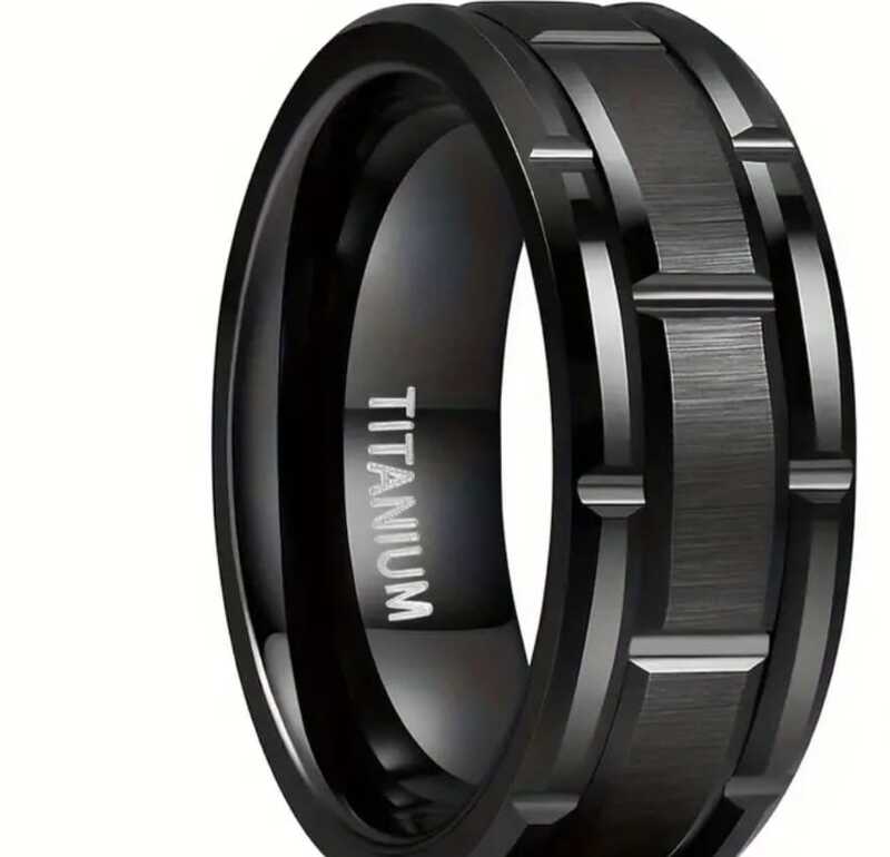 Men’s 8mm Matte Black Titanium Steel Ring